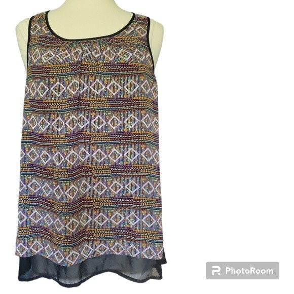 Black Rainn Rainbow Print Tank Top - L - Picture 1 of 10
